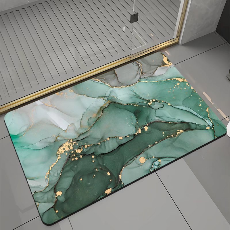 Coloured Marble-Look Bath Mat