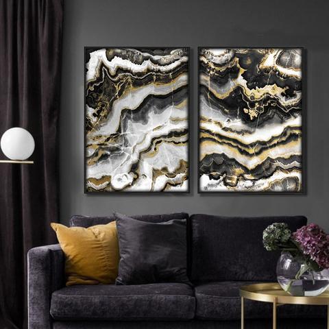 Canvas Wall Art, Black & Gold Abstract