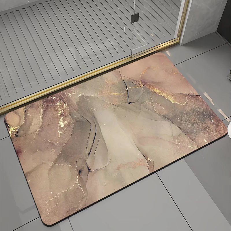Coloured Marble-Look Bath Mat
