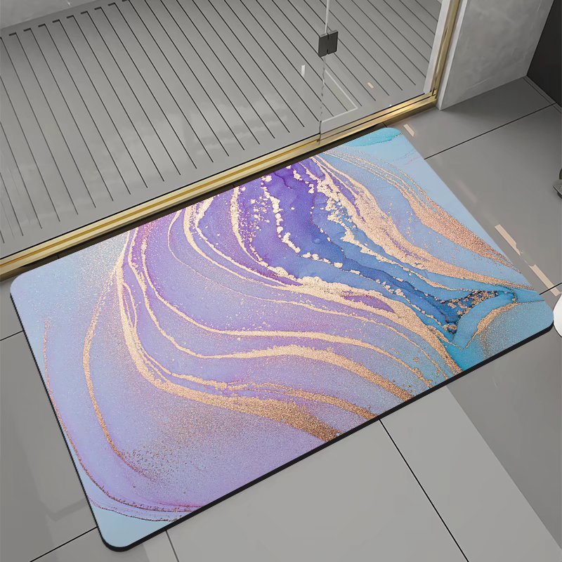 Coloured Marble-Look Bath Mat