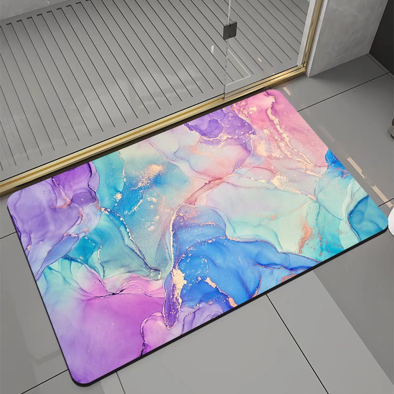 Coloured Marble-Look Bath Mat