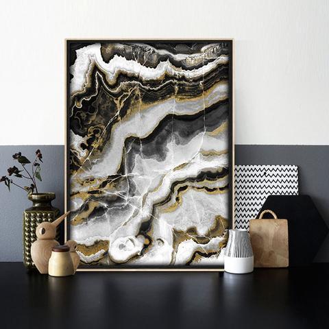 Canvas Wall Art, Black & Gold Abstract