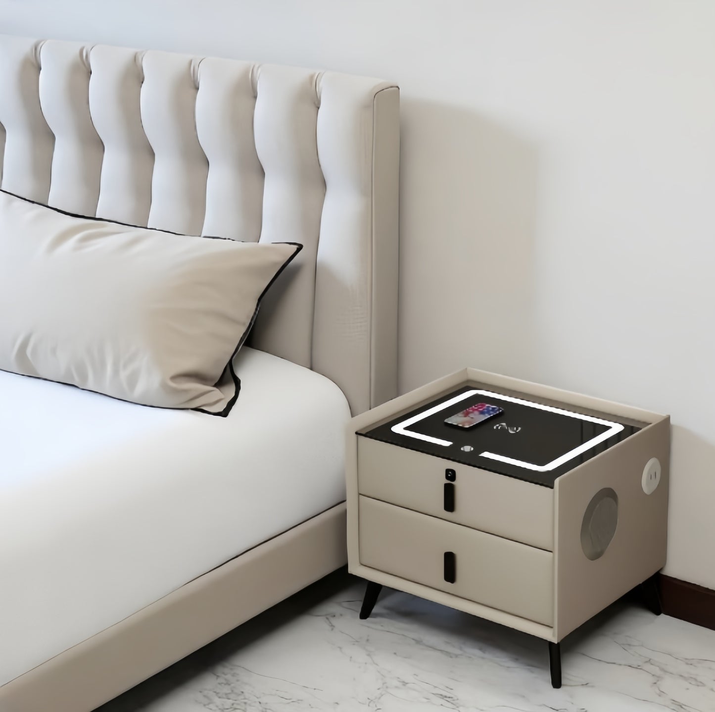 Smart Wireless Charging Bedside Cabinet
