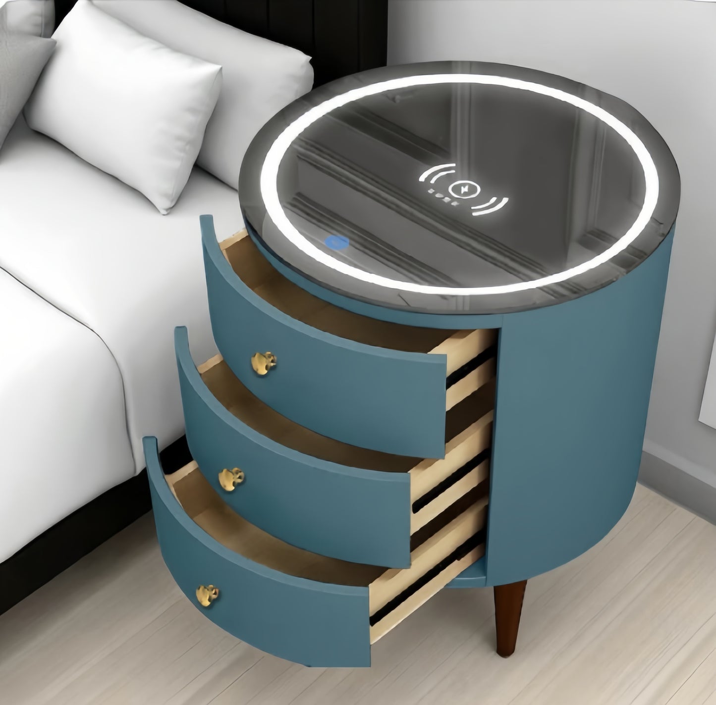 Round Multi-Function Audio Bedside Table