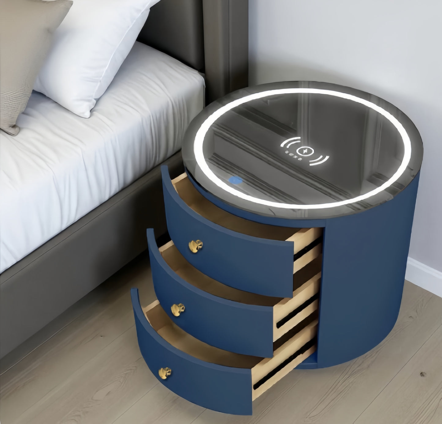 Round Multi-Function Audio Bedside Table