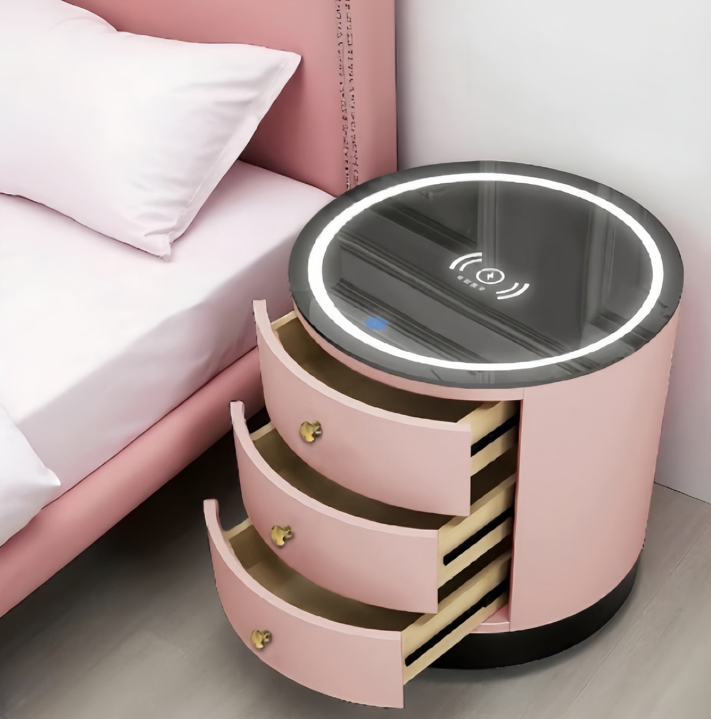 Round Multi-Function Audio Bedside Table
