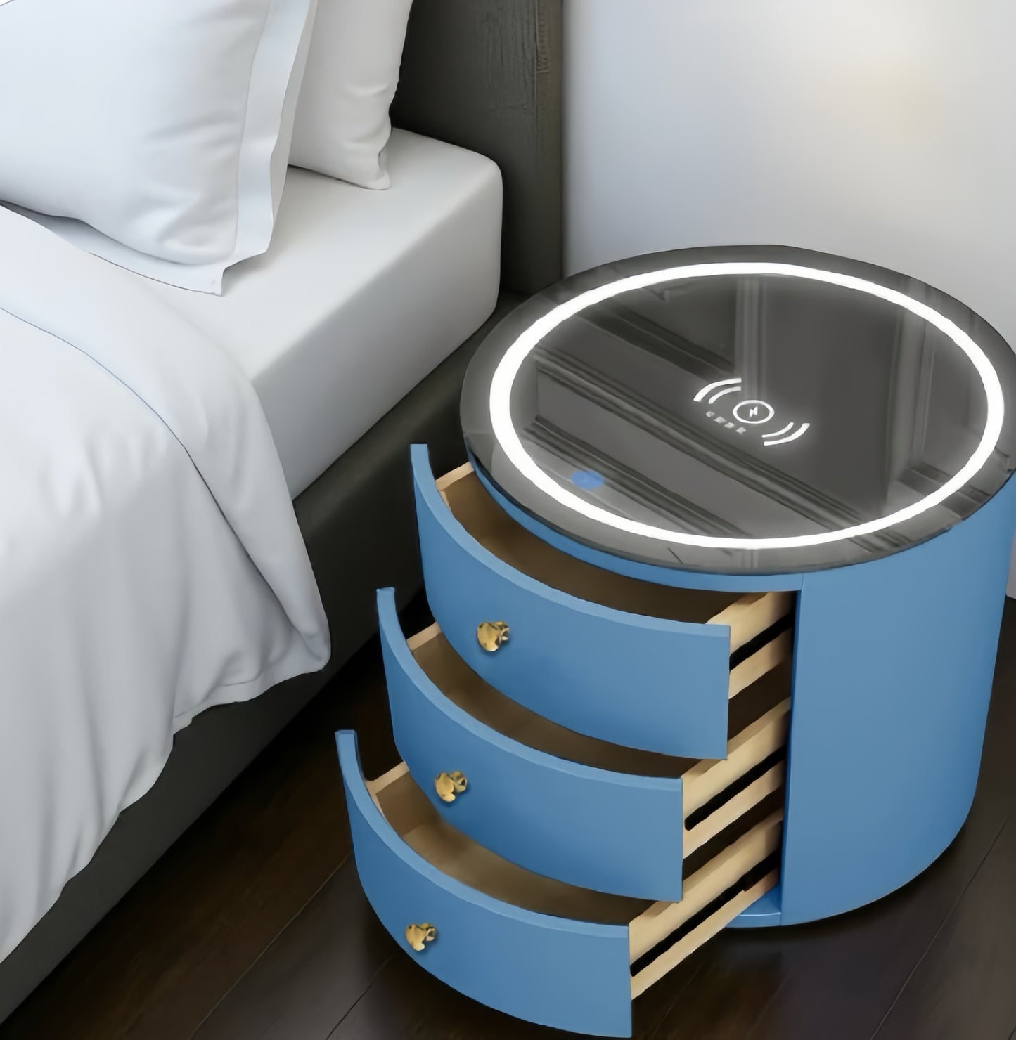 Round Multi-Function Audio Bedside Table
