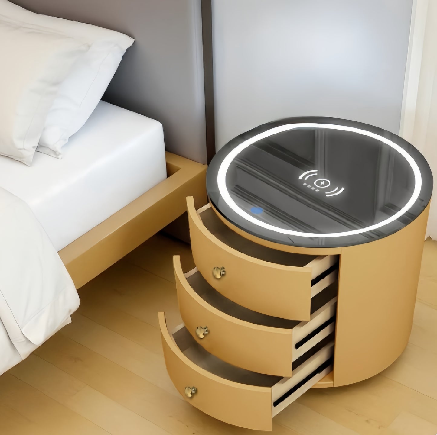 Round Multi-Function Audio Bedside Table