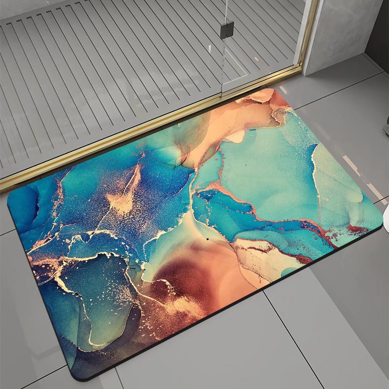 Coloured Marble-Look Bath Mat