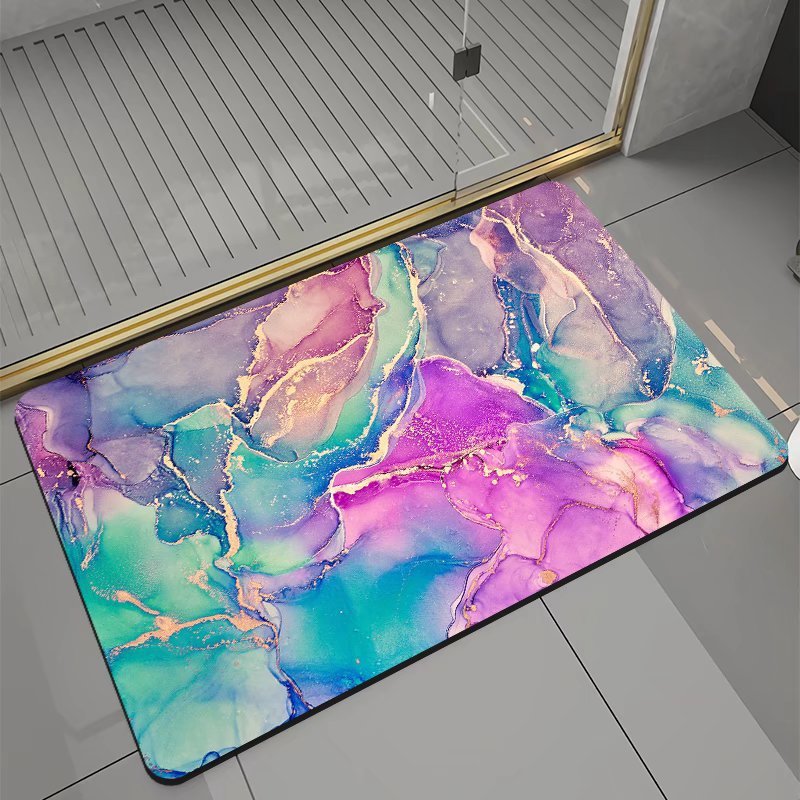 Coloured Marble-Look Bath Mat