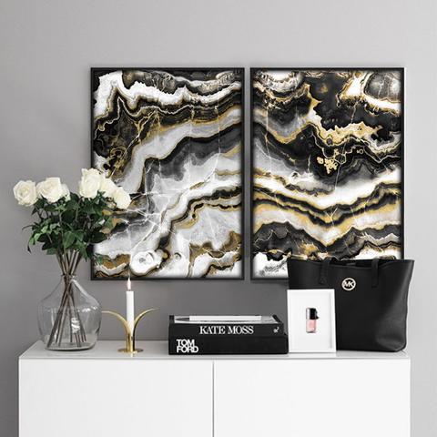 Canvas Wall Art, Black & Gold Abstract