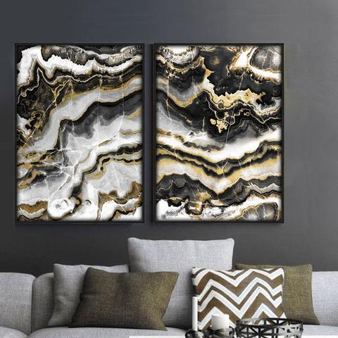 Canvas Wall Art, Black & Gold Abstract