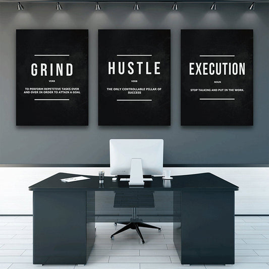 Hustle, Grind & Execution Wall Art