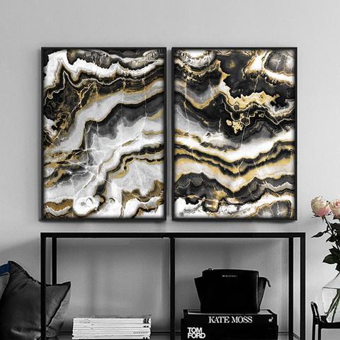 Canvas Wall Art, Black & Gold Abstract