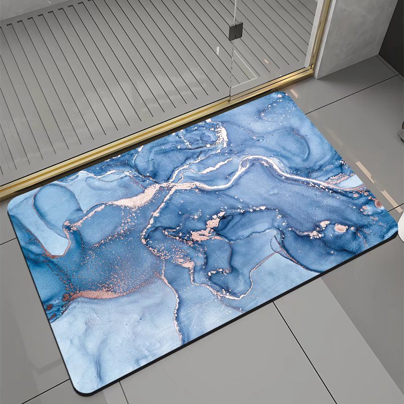 Coloured Marble-Look Bath Mat