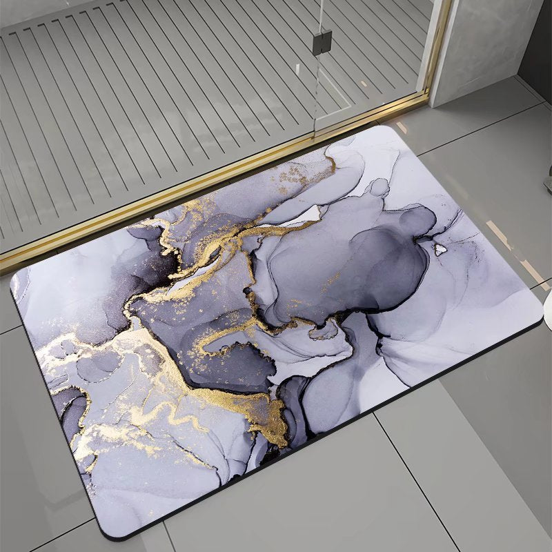 Coloured Marble-Look Bath Mat