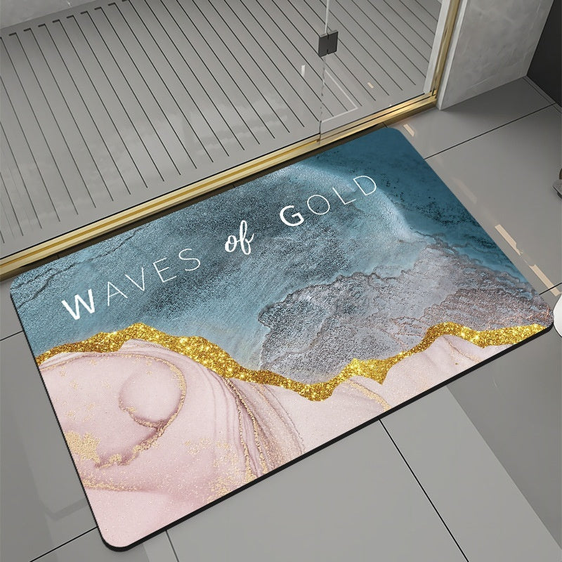 Coloured Marble-Look Bath Mat