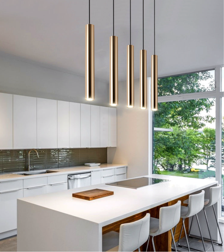 French Gold Cylindrical Chandelier