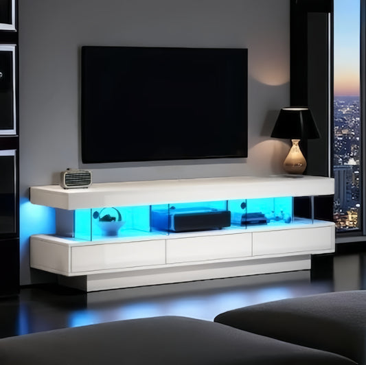 High Gloss TV Stand Unit With LED Lights