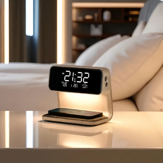 Alarm Clock With Wireless Phone Charger Lamp