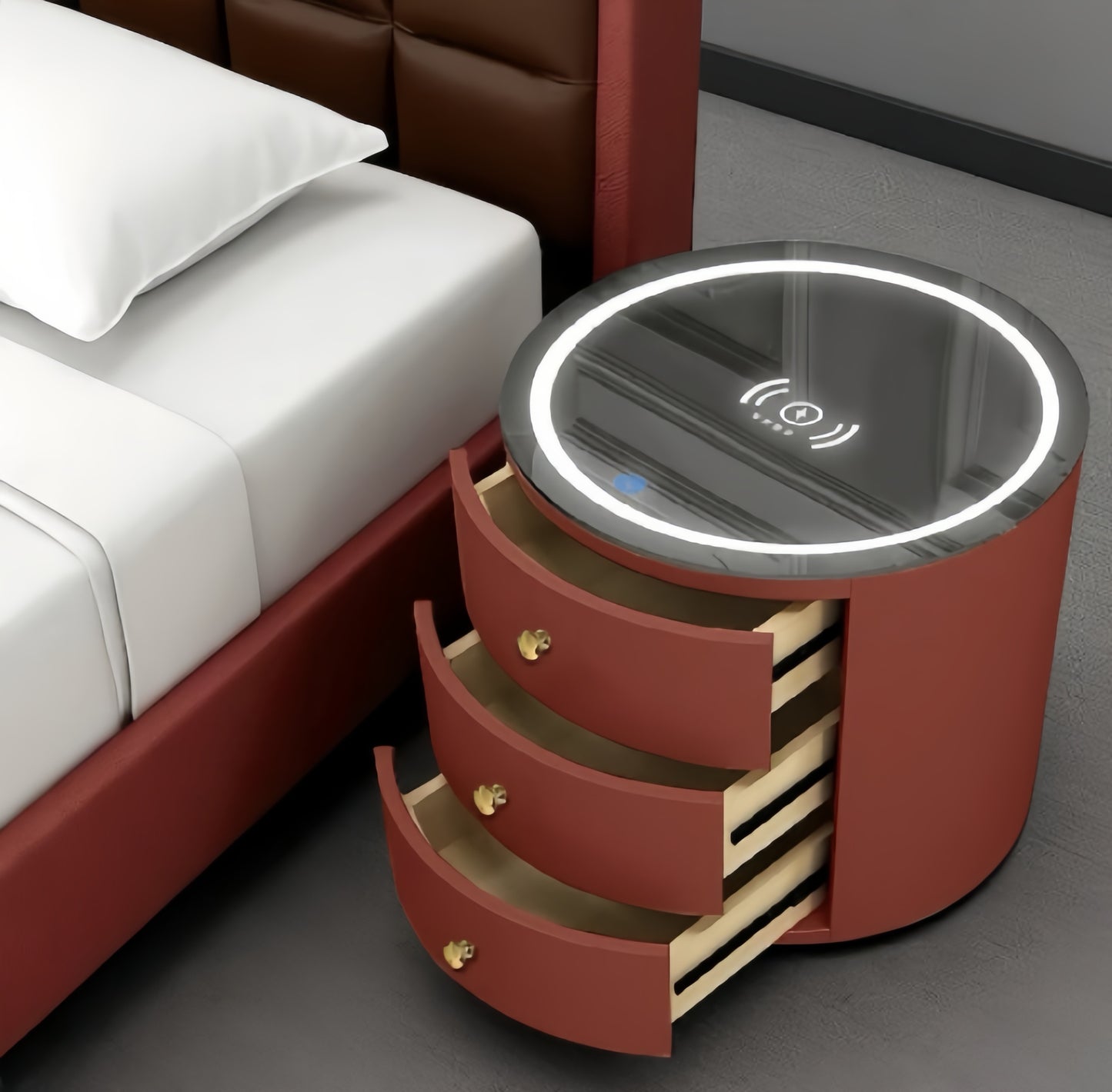 Round Multi-Function Audio Bedside Table