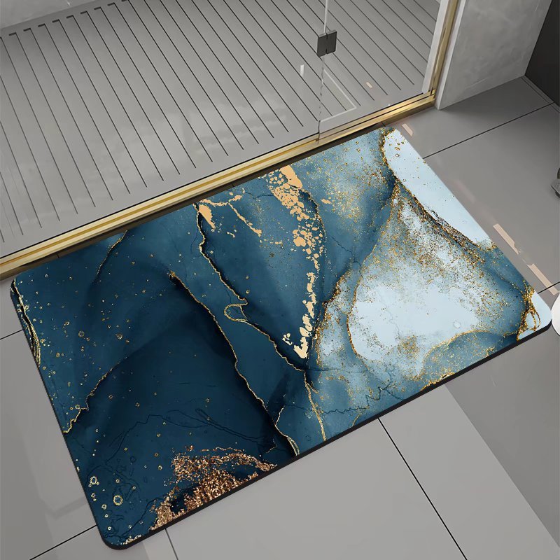 Coloured Marble-Look Bath Mat