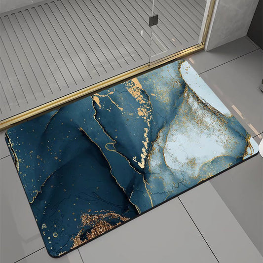 Coloured Marble-Look Bath Mat