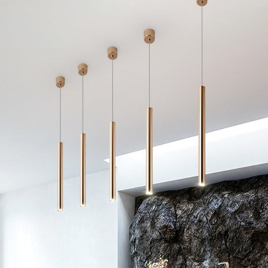 French Gold Cylindrical Chandelier
