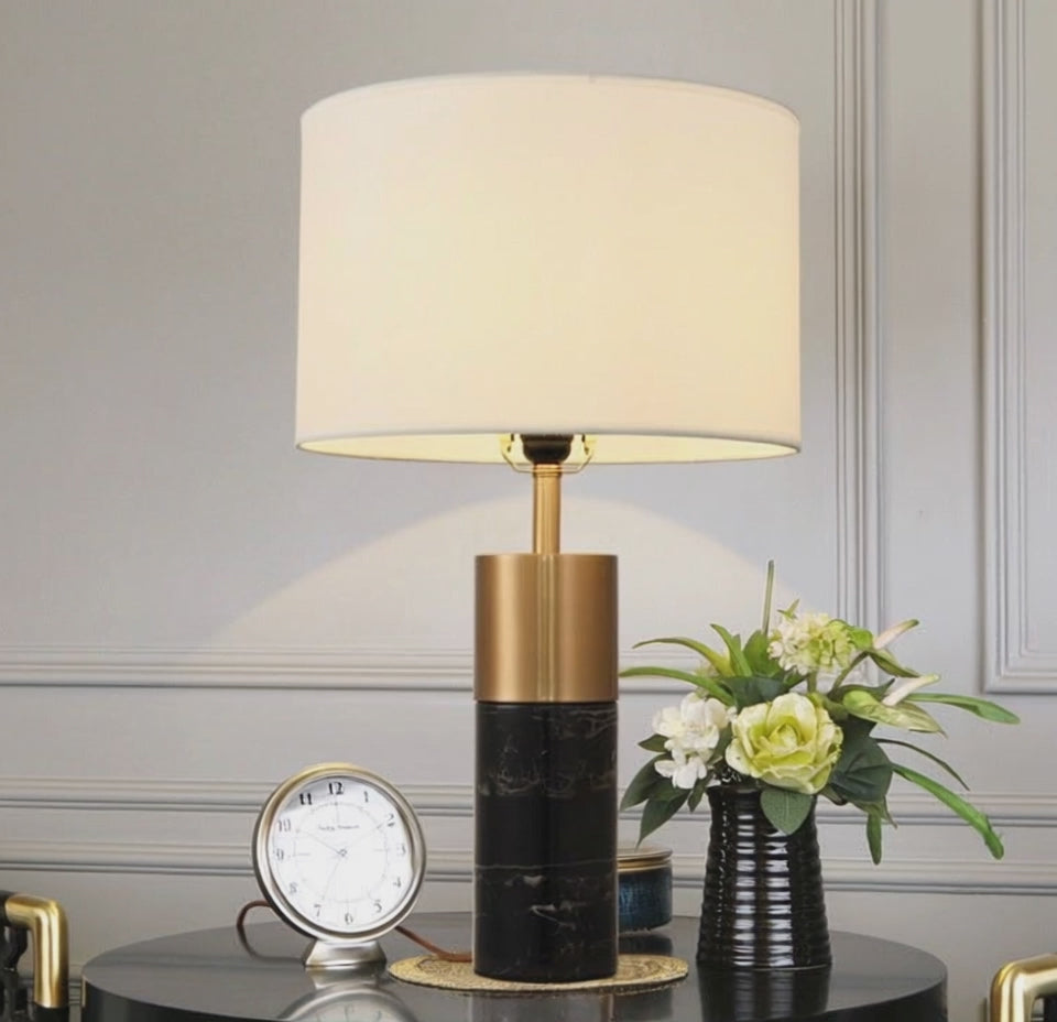 Video-black marble table lamp